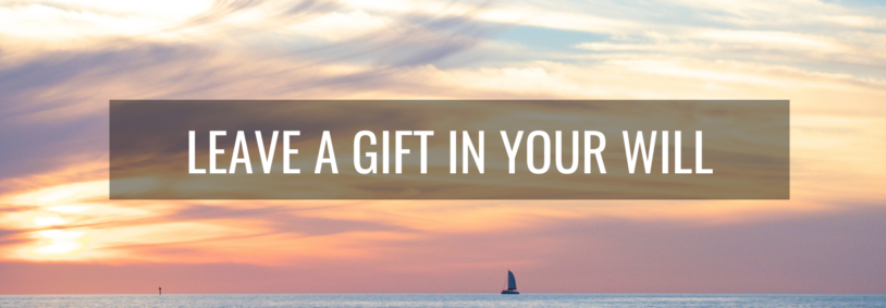Donate through will, sunset and sailboat scene.