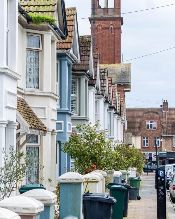 Street view row of houses